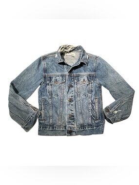 Reformation Denim Distressed Jean Jacket XS Medium Wash